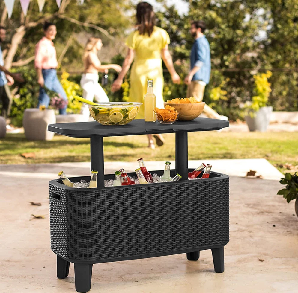 Keter Bar Outdoor Patio Furniture and Hot Tub Side Table with 14.8