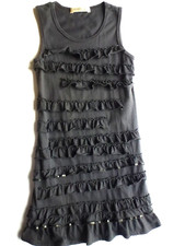 Girl's S 6-7 OLD NAVY Dark Gray Sleeveless Ruffle Dress Sequins