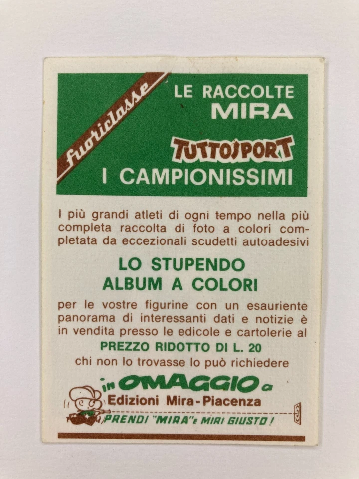 1968 Mira I Campionissimi TuttoSport Card Primo Carnera #502 GD Crease - Image 4 of 4
