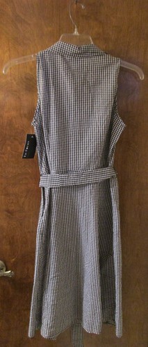 En Focus Studio Women's Shirt Dress ~ Navy & White Checked with Tie Belt, Size 8 - Picture 2 of 10