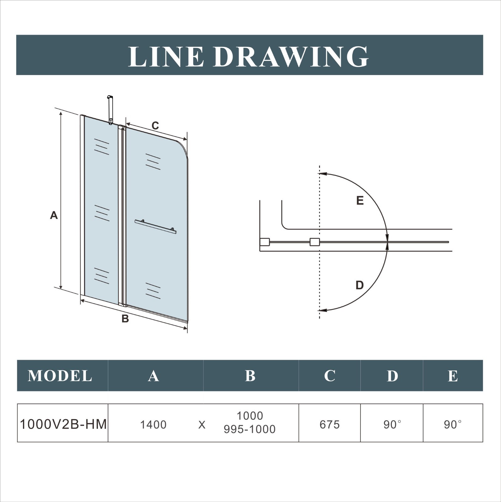 AICA Bathroom Double Pivot Shower Bath Screen Glass Door Panel ...