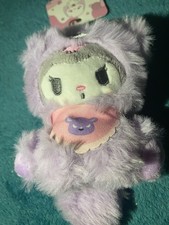 Purple White Pink Bear Plush Keyring Animation Stuffed Animal Toy