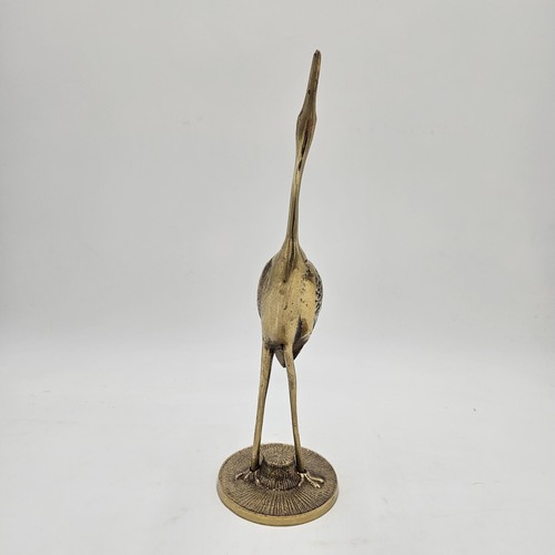 Statua uccellino airone gru ottone vintage 11,5" alta metà secolo decorazione ottime condizioni - Foto 5 di 15