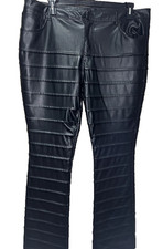 Fashion Nova Men’s Black Stacked Faux Leather Pants - Size 38 Flared 