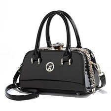 Women’s Patent Leather Handbag Diamond Clasp Evening Shoulder Bag