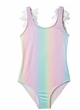 Stella Cove Girls Rainbow One Piece Swimsuit Petal Straps Size 4Y