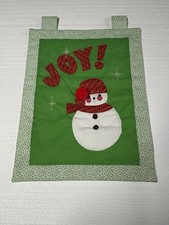 Vintage Quilted Joy/ Snowman Christmas Wall Tapestry Handmade 18 1/2x 23 1/2  