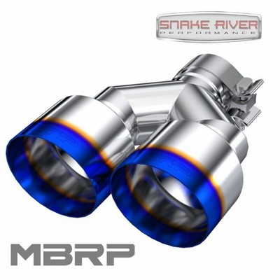 MBRP 2.5'' In 4'' Out 9.5'' Left Long Burnt End Dual Wall Round Exhaust Tip T5177BE