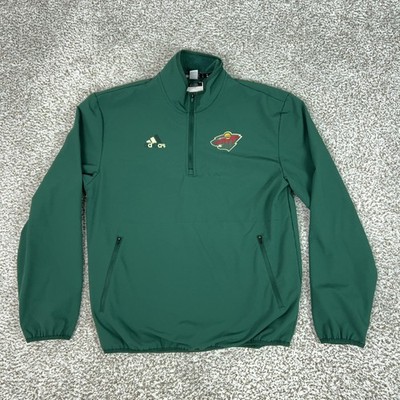 Minnesota Wild Jacket Mens Small Green NHL Hockey Adidas Quarter