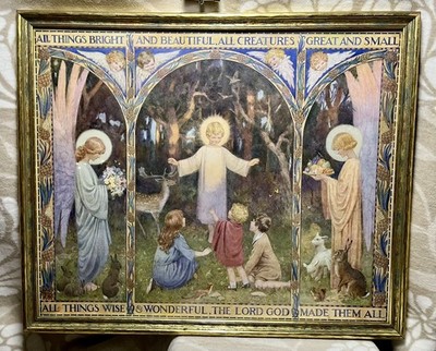 VTG 1938 ''All Things Bright and Beautiful'' By Margaret Tarrant Framed Print