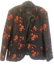 Tazzio Men's Slim Fit Regular Size Black Red Floral Formal Jacket 2XL