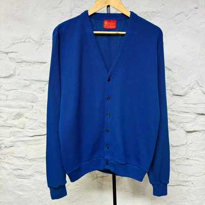 #ad #ad Sears Kings Road Blue Cardigan Sweater Mens Large Vintage 60s 70s Grunge Grandpa $49.95
