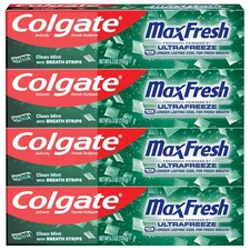 Colgate Max Fresh Whitening Toothpaste with Mini Strips, Clean Mint Toothpaste f