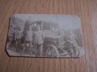 WW1 Military Soldiers in Uniform Leaning on Vehicle Car Vintage Photo
