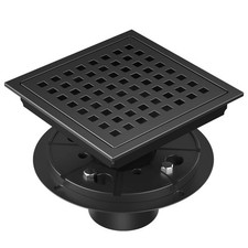 Square Shower Drain 6 Inch Matte Black, Stainless Steel Shower Floor Drain Ki...