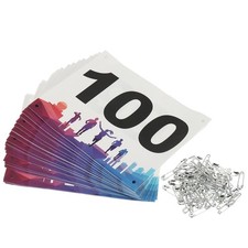 Running Bib Number 7x6 Inch, 1-100 Waterproof Race Competitor Number, Multicolor