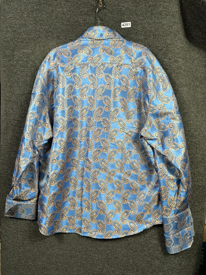 Manzini 衬衫男式 3XL 佩斯利长袖纽扣礼服正式 — 第 2/4 张图片