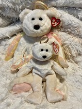 Ty Beanie Babies Halo the Angel Bear Toy 1998 Brown Nose with Errors on tag