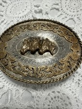Diablo Cowboy Cowgirl Sterling Silver 3 Horse Heads Western Belt Buckle 136g Vtg