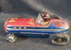 Tin Friction 1950'S Rocket Race Open Wheel Race Car #54 Driver Bandai. No Tires.