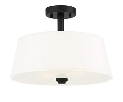  2-Light Semi Flush Mount Ceiling Light, 15 Inch Studio Lighting Matte Black - Picture 2 of 3