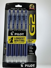Pilot G2 ULTRA Fine Point 0.38 mm GEL BLUE Pens INK Pack of 5 USA ONLY 18203