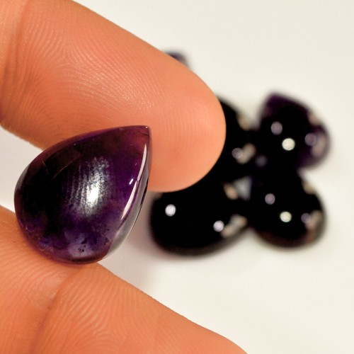 6 Pcs 59 Cts Natural Amethyst Cabochon Loose Gemstone Lot 17x12 13x10mm #15718 - Picture 4 of 10