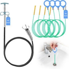 63 Inch Drain Clog Remover Tool + 4X50 Inch Drain Snake Hair Remover, Flexible M
