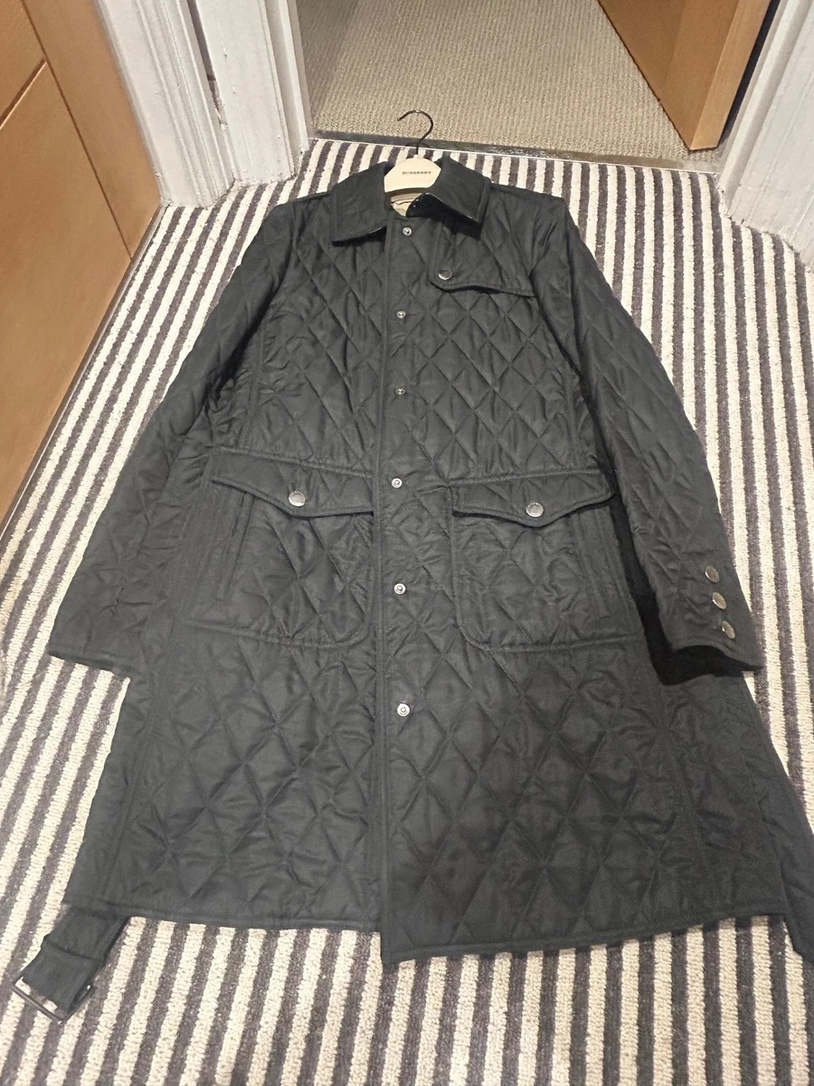 Abrigo acolchado Burberry Brit negro largo con diamantes - apenas usado