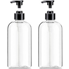 Empty Plastic Pump Bottles Dispenser  16.9 Oz 2 Pack  Portable Amber BPA-Free