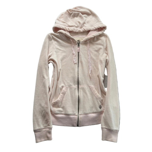 Hollister California Women's Baby Pink Velour Full Zip Hoodie Loungewear Size L