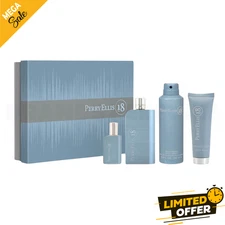 PERRY 18 4 PCS. GIFT SET: 3.4Oz. EDT Sp 6Oz. DEO 3.0Oz. H.B WASH 0.25Oz. SPRAY