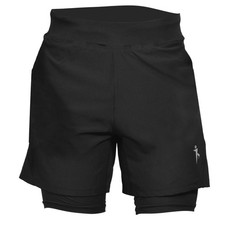 Men's 2-in-1 Compression Training Gym Shorts Workout Activewear Two Front Pocket