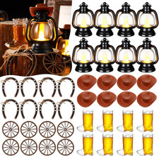 60 Pcs Western Theme Party Decorations Mini Cowboy Cowgirl Hats Lantern Mini Hor