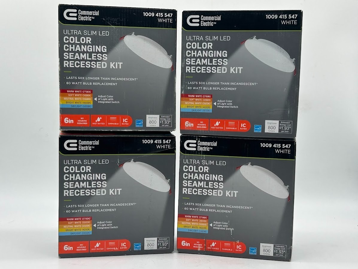 4 Pack Commercial Electric 6 in. LED, InfinitiEdge Slim Canless Recessed Light