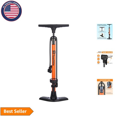 #ad 160 PSI High Pressure Floor Bike Pump with Gauge Presta amp; Schrader Compatible $59.99