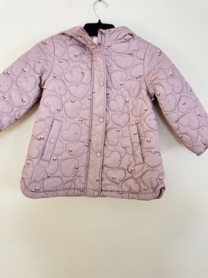 NWOT Next Kids' Ditsy Heart Quilted Hooded Jacket Size 5-6