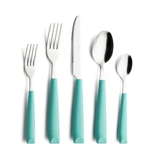 Silverware Set Stainless Steel Cutlery Color Handle Flatware (Turquoise 20)