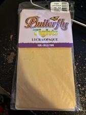 NEW Butterfly Tights Kids Collection SZ 10-12 Lycra Opaque Color Bone