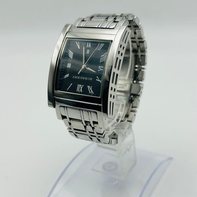 Good Condition Burberry Rectangular Black BU1555 Date Men's BURBERRY,19387