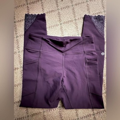lululemon Tight Stuff Deep Zinfandel reflective scalloped hem leggings NWOT 4
