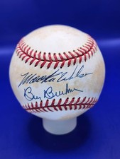Mookie Wilson Bill Buckner Dual Signed ONL Baseball JSA COA Historic Rival Mets