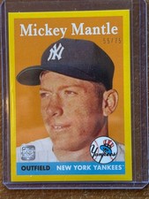 2021 TOPPS X BASEBALL 70th MICKEY MANTLE COLLECTION YELLOW SP #/75 1958 #14