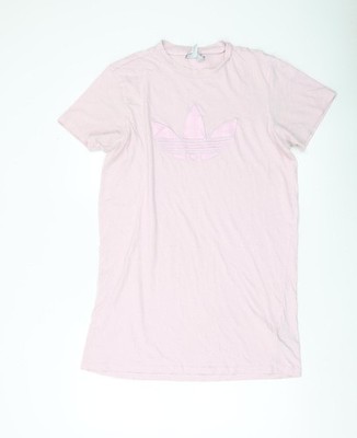 Adidas Damen rosa Baumwolle T-Shirt Kleid Größe 14 Freizeit Sportbekleidung