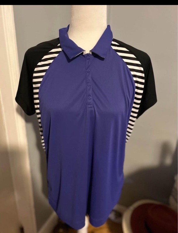 Slazenger Women's Golf Shirt Purple, Black & White Short Sleeve XL Lightweight