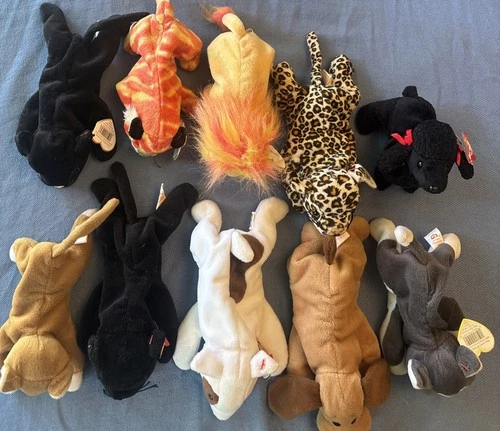 Beanie Baby Cats And Dogs Lot Of 10 Original Vintage