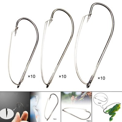 10x Weedless Fishing Hooks Barb Hook for Bass Fishing Weed Guard Angelhaken