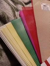 NWT Lot Of 50 Assorted Colors 7 Mesh Count Plastic Canvas Sheet 10.5 x 13.5"
