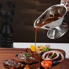 Stainless Steel Gravy Boat Sauce Boat Kitchen Relish Server Jug Seasoning Cup UK