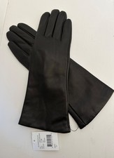 New 2015 Bloomingdales BLACK Leather Cashmere Lined Gloves Size 7.5 11.5"